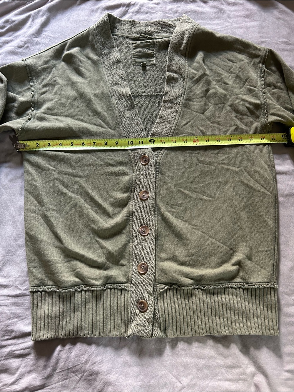 aerie Olive Green Button-Front V-Neck Cardigan sz small - Picture 5 of 8